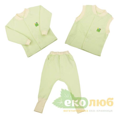 Детский комплект 3в1 (брюки, кофта, жилетка) Jersey Style капитон Эко Пупс