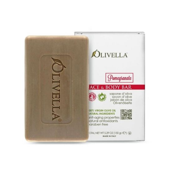 Мыло твердое для лица и тела Гранат на основе оливкового масла Olivella